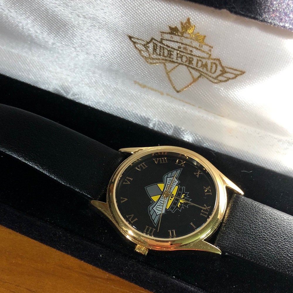 Ride for Dad watch with Black Leather Strap Watch